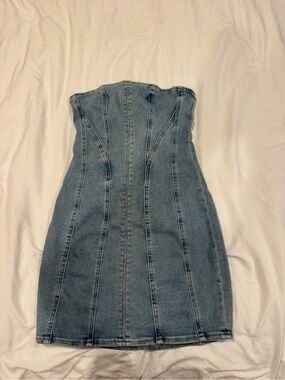 h&m strapless denim dress Dresses | Vintage Midi With Belt Sleeveless Men's Kenneth Cole Reaction Color:Blue/Beige and a straight Mermaid Silhouette Dress